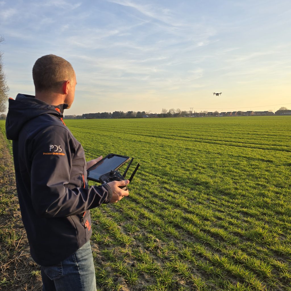 Precision drone services applying fertilizer by drone